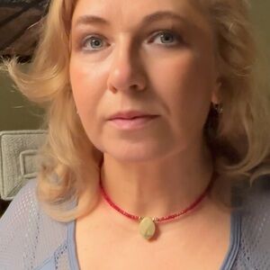 Ruby Choker with Permanent Serpentine Pendant Natural Gemstones Size M